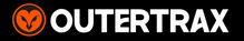 The Outertrax logo on a solid black background, featuring the brand name in white uppercase letters and an orange owl  emblem on the left.